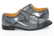 Men's Gray Leather Cap-Toe Derby Lace Dress Shoe - Quarter, Heel