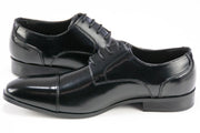 Men's Black Leather Cap-Toe Derby Lace Dress Shoe - Quarter, Heel