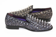 Black Spiked Glitter Smoking Loafer Side