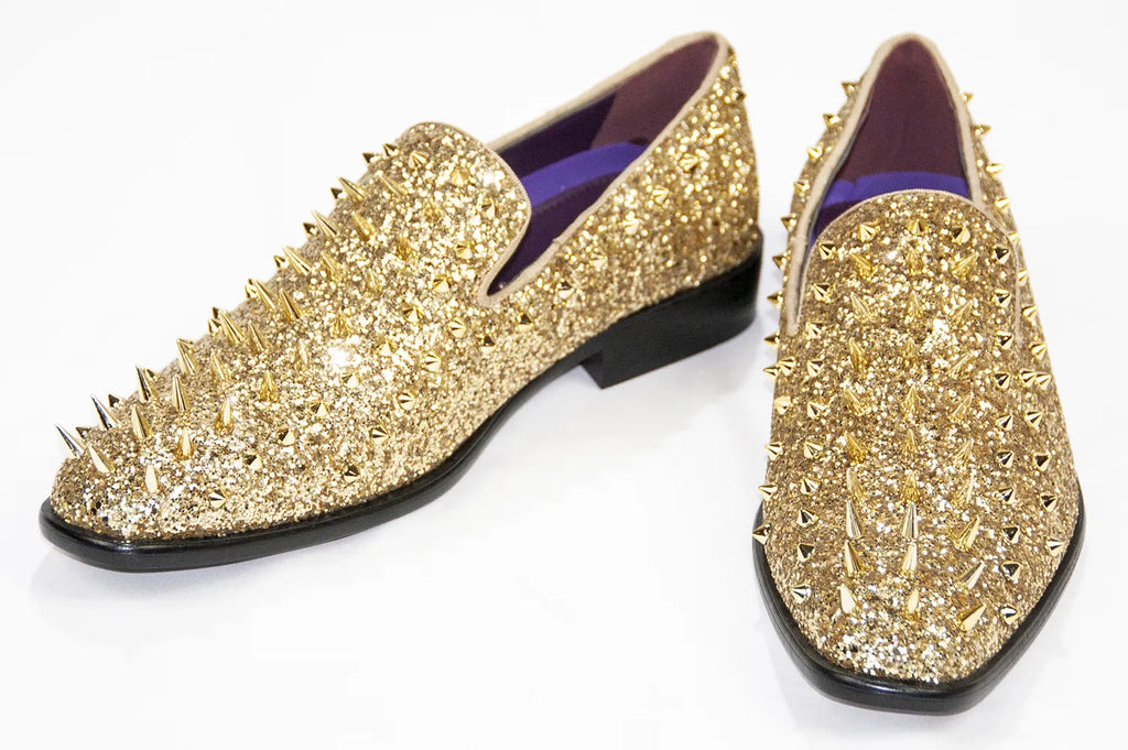 Gold Loafers ! ⭐️✨ Amazon.com | ELANROMAN Mens Gold Loafers Glitter Dress  main image 2