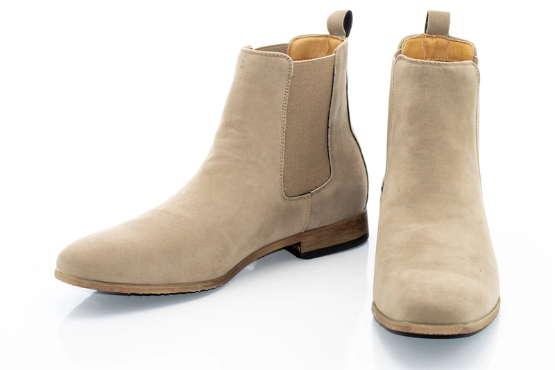 Men's Taupe Suede Leather Chelsea Boot Dress Shoe
