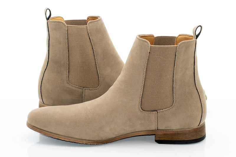 Men's Taupe Suede Leather Chelsea Boot Dress Shoe