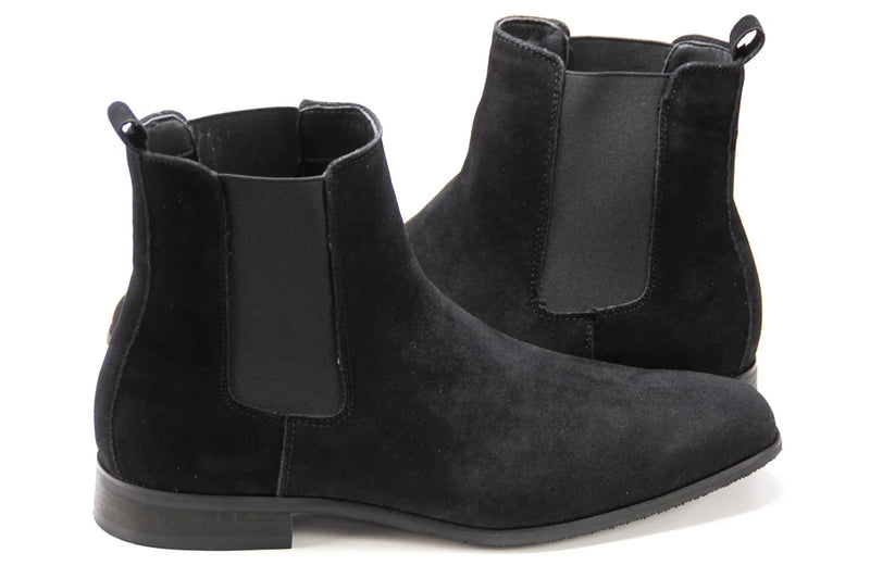 Men's Black Suede Leather Chelsea Boot Dress Shoe