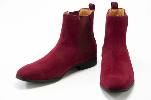 Men's Burgundy Suede Leather Chelsea Boot Dress Shoe