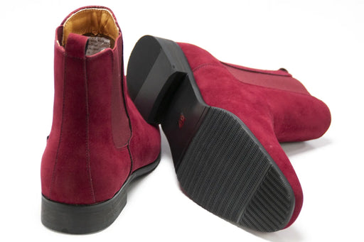 Men's Burgundy Suede Leather Chelsea Boot Dress Shoe
