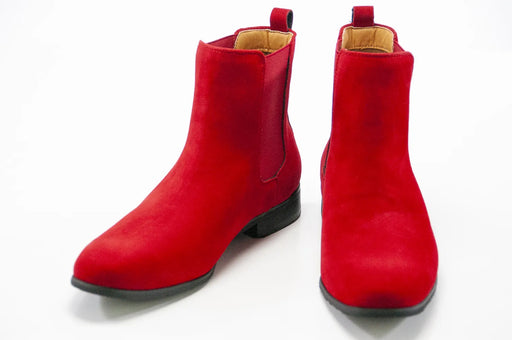 Men's Red Suede Leather Chelsea Boot Dress Shoe