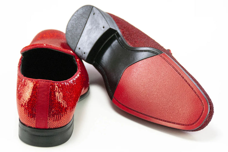Fire Red Pearl Dress Loafer - Back, Sole