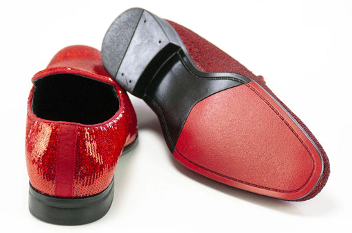Fire Red Pearl Dress Loafer - Back, Sole