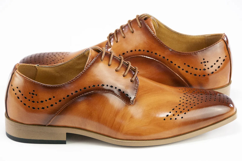 Tan Leather Dress Lace-Ups