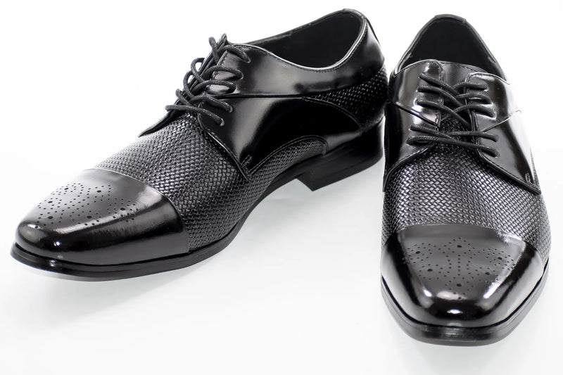 Black Cap-Toe Dress Lace-Ups