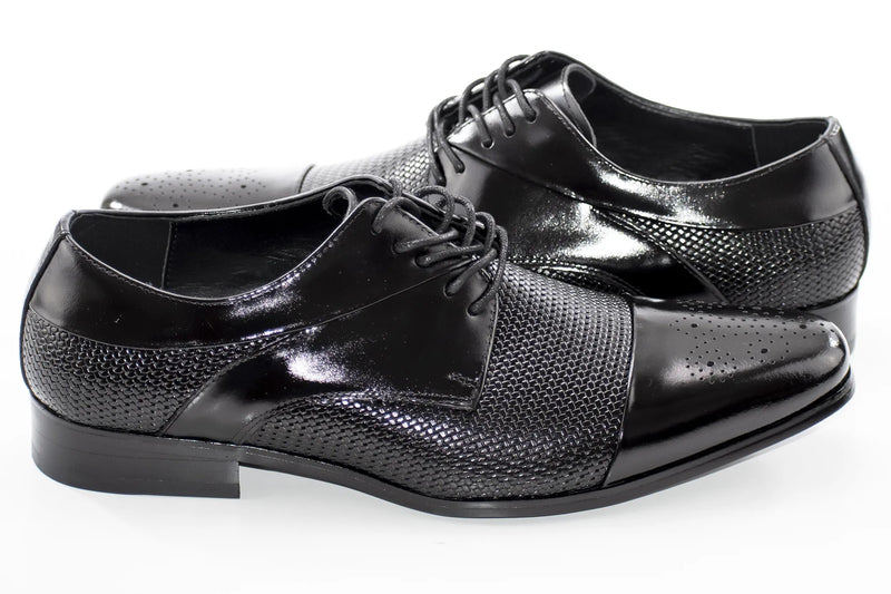 Black Cap-Toe Dress Lace-Ups