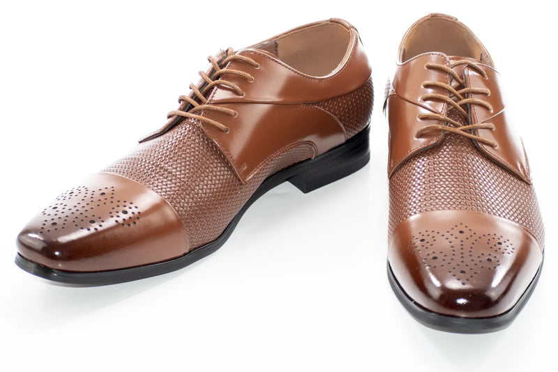 Cognac Cap-Toe Dress Lace-Ups