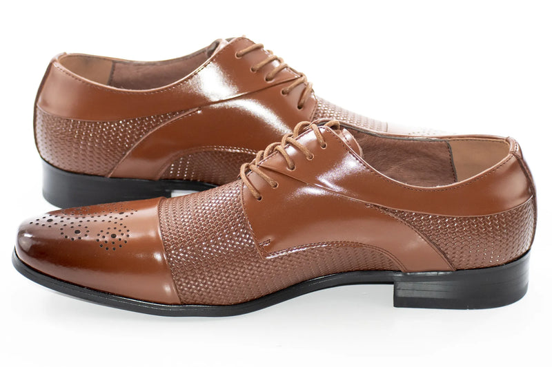 Cognac Cap-Toe Dress Lace-Ups