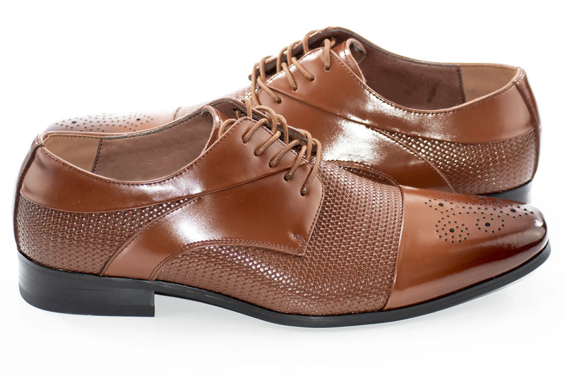 Cognac Cap-Toe Dress Lace-Ups