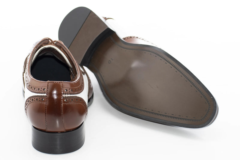 Cognac & White Wingtip Dress Lace-Ups