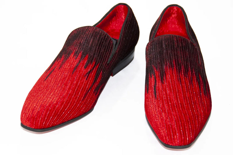 Men's Red Velvet Fire Dress Shoe