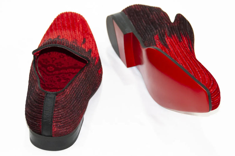 Men's Red Velvet Fire Dress Shoe