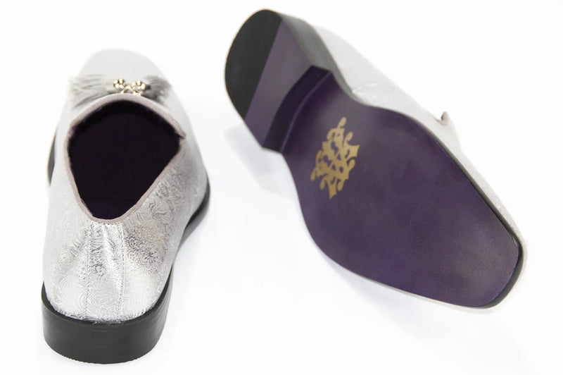 Men's Silver Metallic Dress Loafer With Tassels