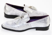 Men's Silver Metallic Dress Loafer With Tassels