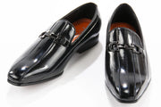 Black Leather Horsebit Dress Loafer