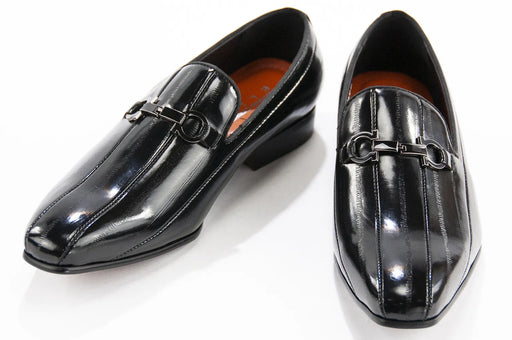 Black Leather Horsebit Dress Loafer