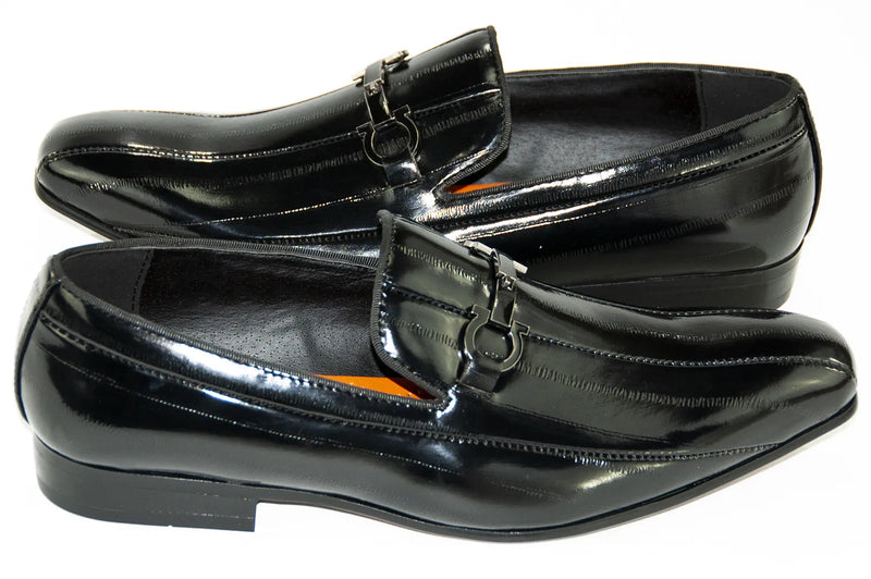 Black Leather Horsebit Dress Loafer
