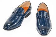 Navy Leather Horsebit Dress Loafer