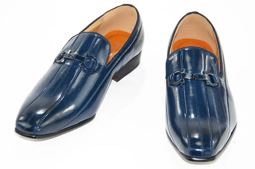 Navy Leather Horsebit Dress Loafer