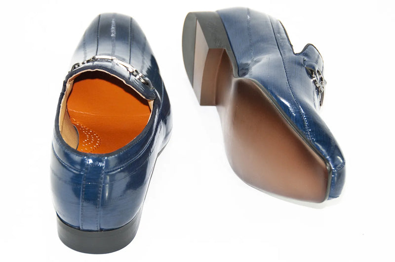 Navy Leather Horsebit Dress Loafer
