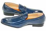 Navy Leather Horsebit Dress Loafer