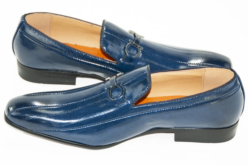 Navy Leather Horsebit Dress Loafer