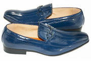 Navy Leather Horsebit Dress Loafer