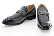 Men's Gray PU Leather Bit-Loafer Dress Shoe