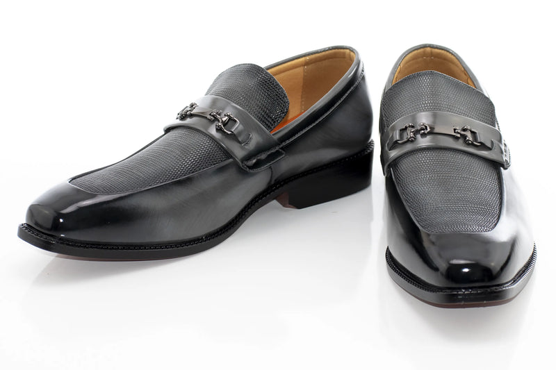 Men's Gray PU Leather Bit-Loafer Dress Shoe