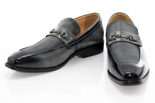 Men's Gray PU Leather Bit-Loafer Dress Shoe