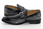 Men's Gray PU Leather Bit-Loafer Dress Shoe