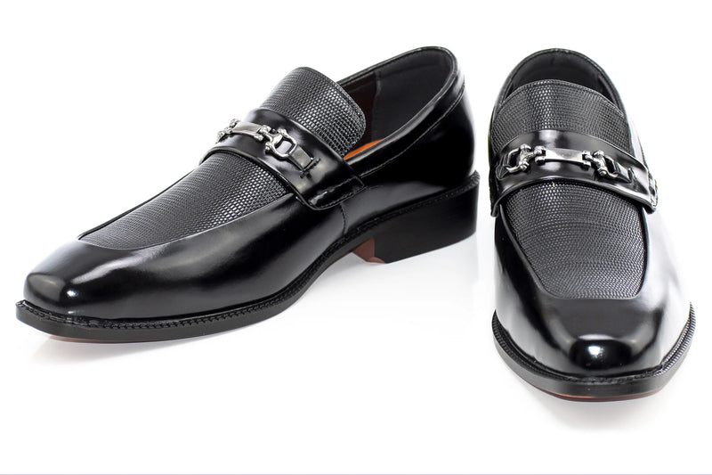 Men's Black PU Leather Bit-Loafer Dress Shoe