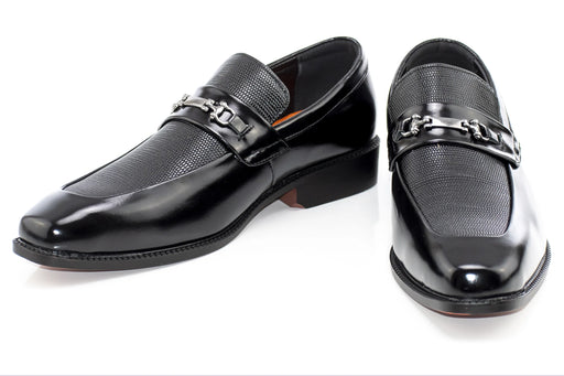 Men's Black PU Leather Bit-Loafer Dress Shoe