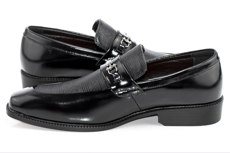 Men's Black PU Leather Bit-Loafer Dress Shoe