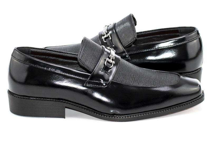Men's Black PU Leather Bit-Loafer Dress Shoe
