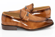 Men's Tan PU Leather Bit-Loafer Dress Shoe