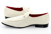 Men's Ivory Striped Velvet Loafer - Quarter, Heel