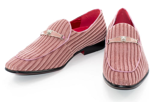 Rose Red Striped Velvet Loafer - Vamp, Toe, Outsole