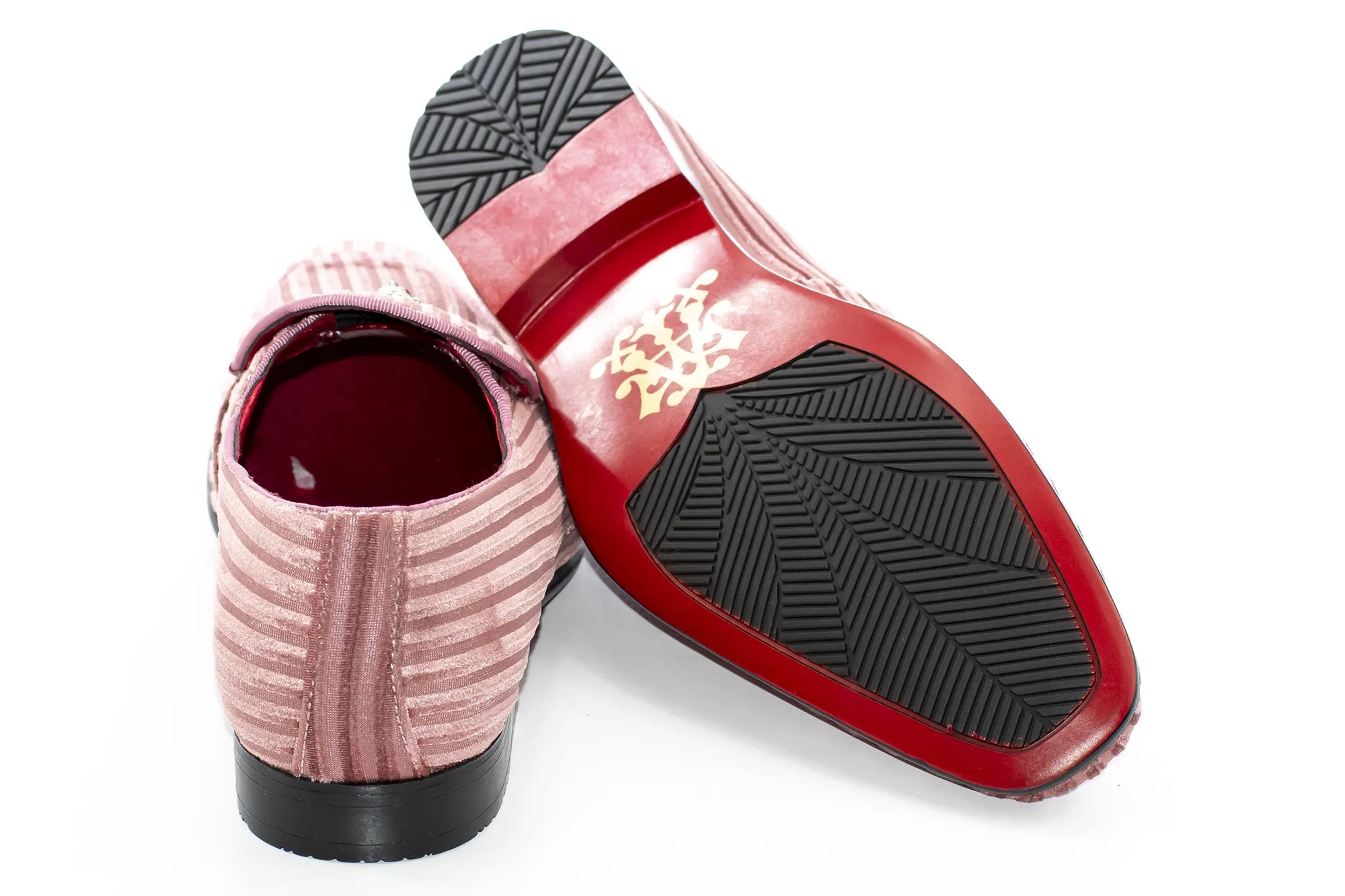 Green Striped Velvet Loafer - Back, Sole