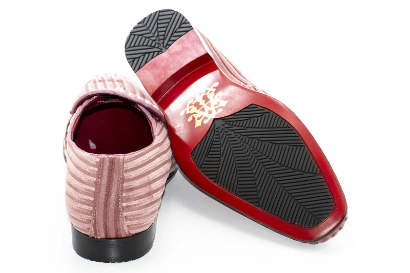 Green Striped Velvet Loafer - Back, Sole