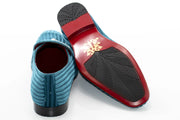Teal Striped Velvet Loafer - Back, Sole