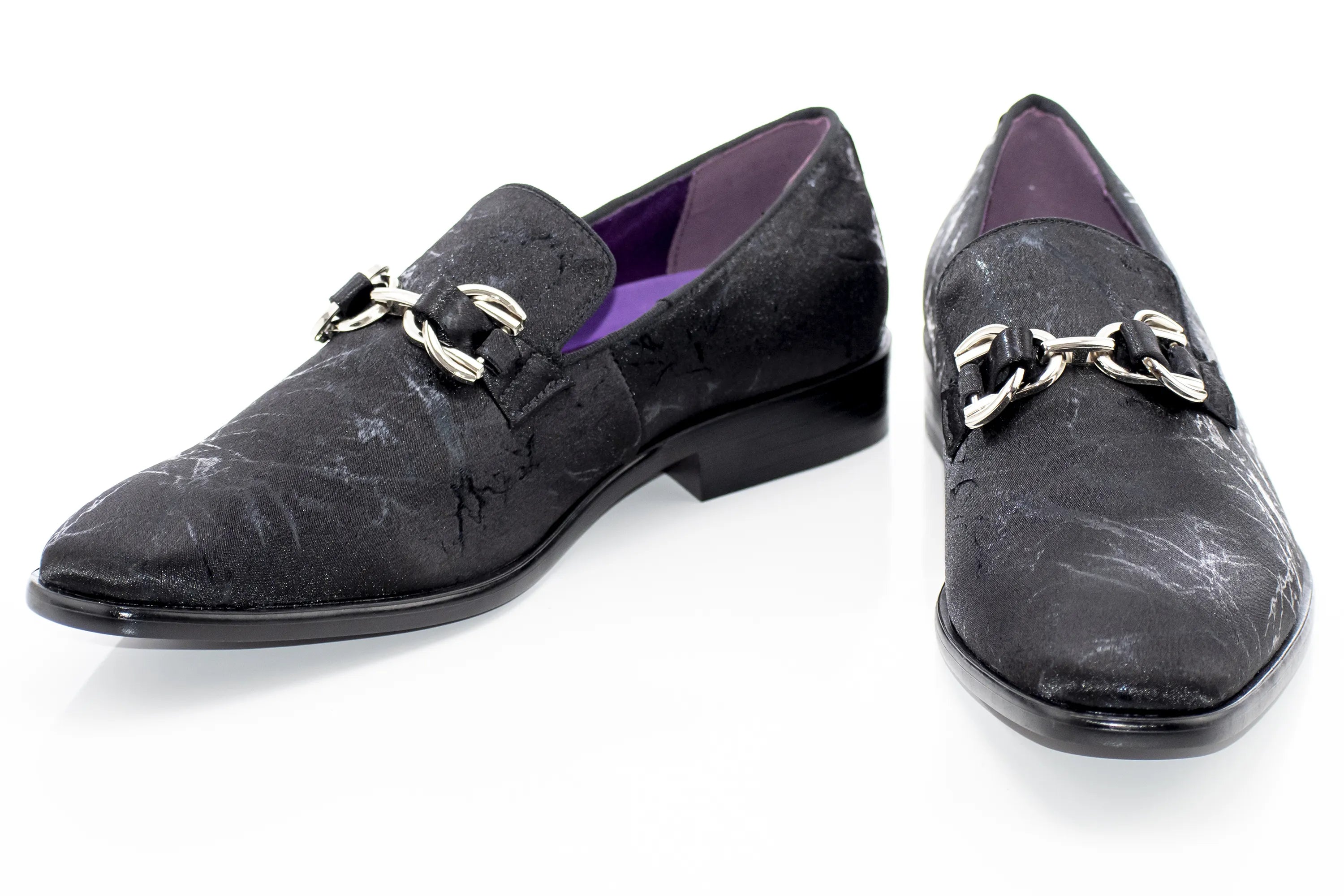 Black Distressed Bit Smoking Loafer