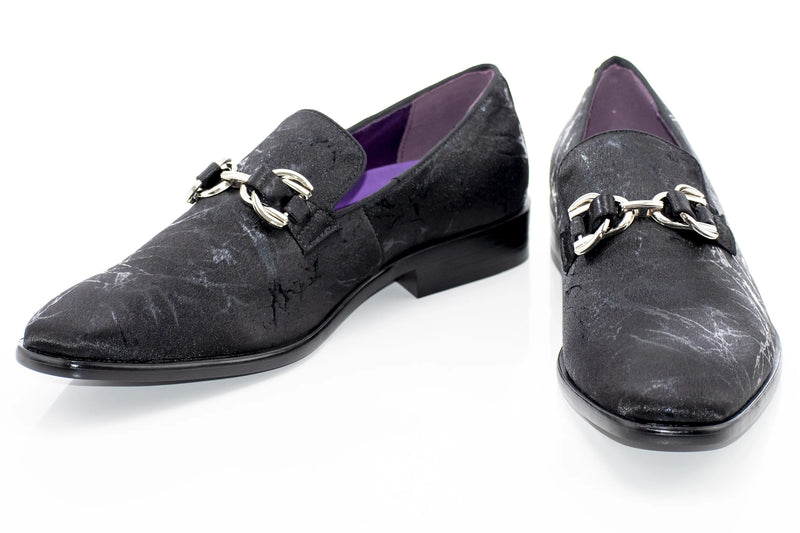 Black Distressed Bit Smoking Loafer