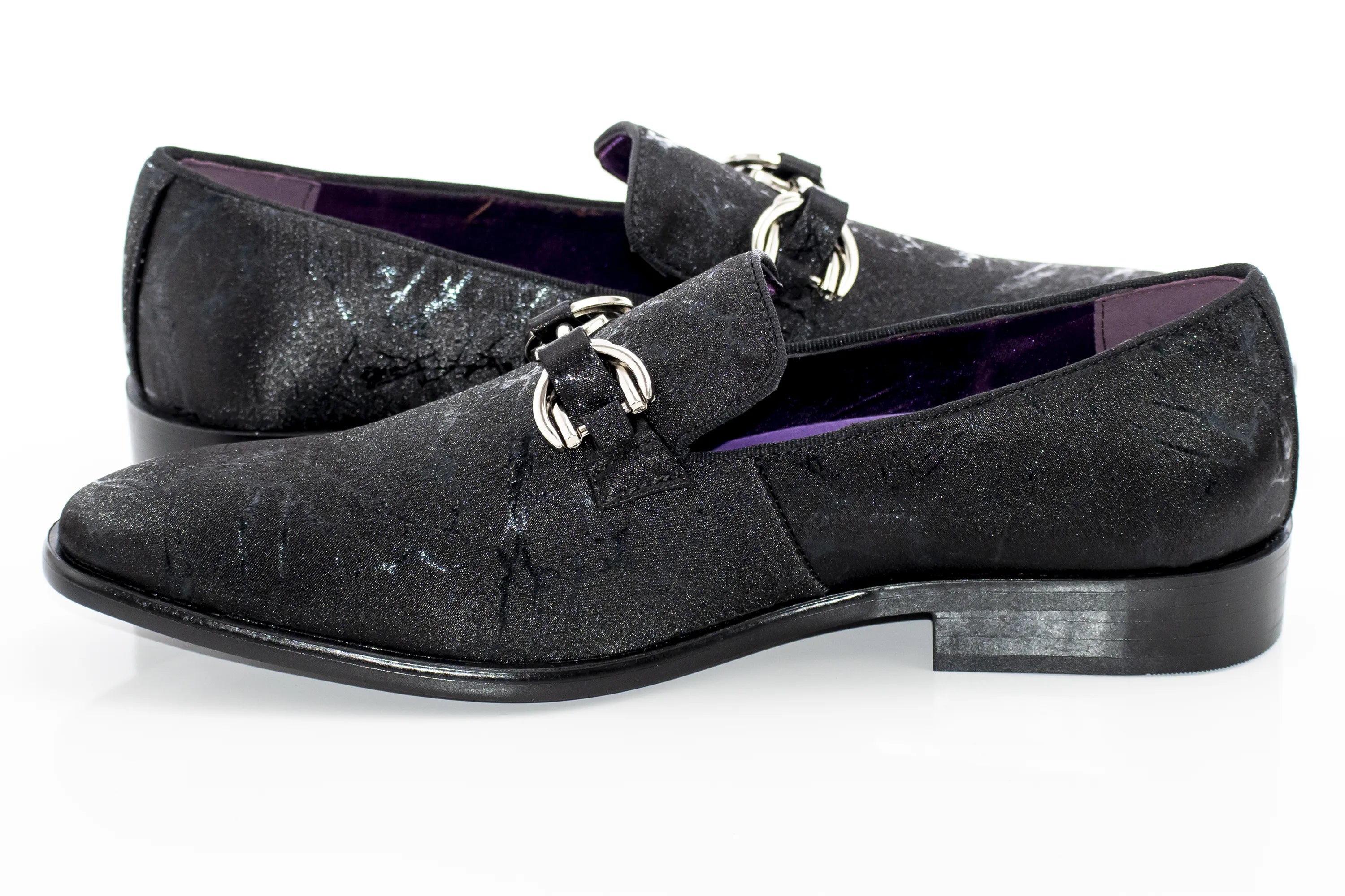Black Distressed Bit Smoking Loafer