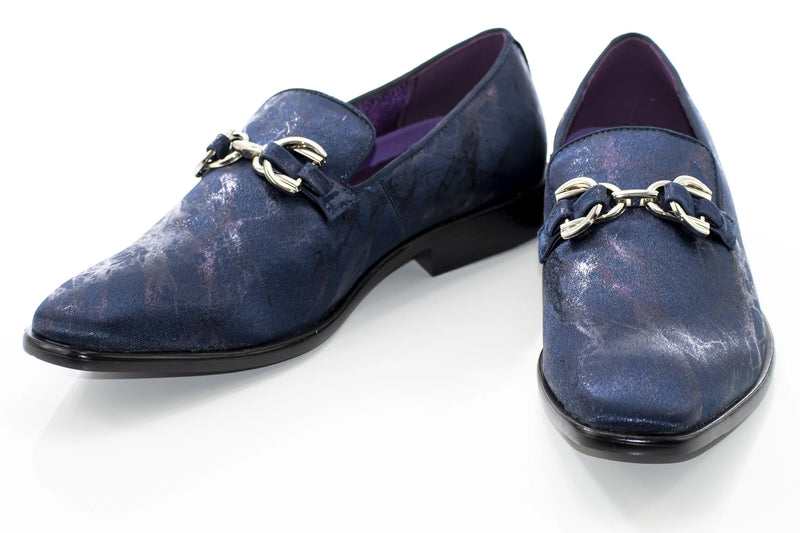 Navy Distressed Bit Smoking Loafer